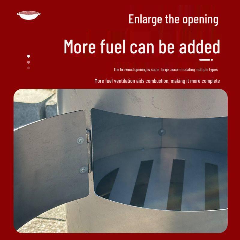 Compact Wood-Burning Cooker: Firewood & Charcoal-Compatible, Energy-Efficient Iron Pot Stove for Home Use
