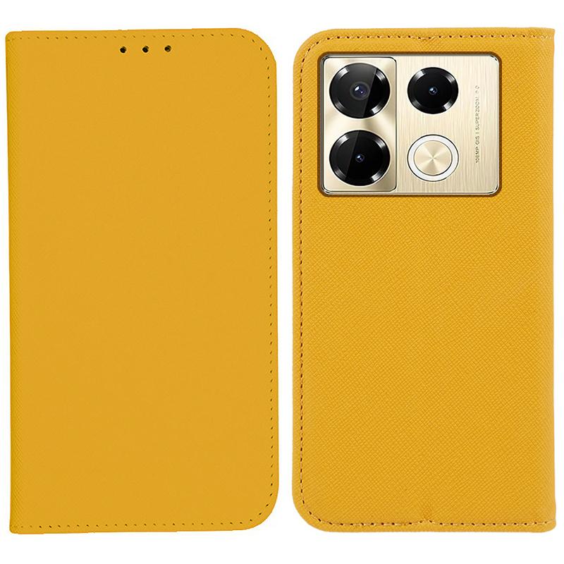 

For Infinix Note 40 Case Cross Texture Magnetic Closing Leather Phone Wallet Cover Yellow