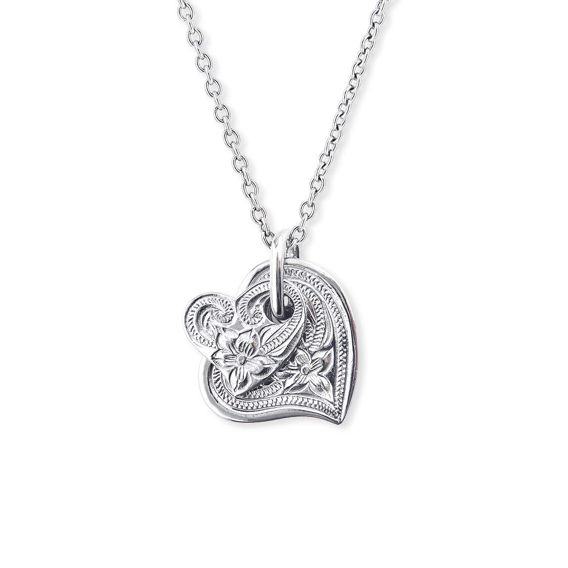 

Aloha lokahi Hawaiian Jewelry Necklace Stainless Steel Heart Plumeria Honu Sea Turtle Scroll Silver Azuki Chain Width 2mm45cm [Aloha Lokahi]