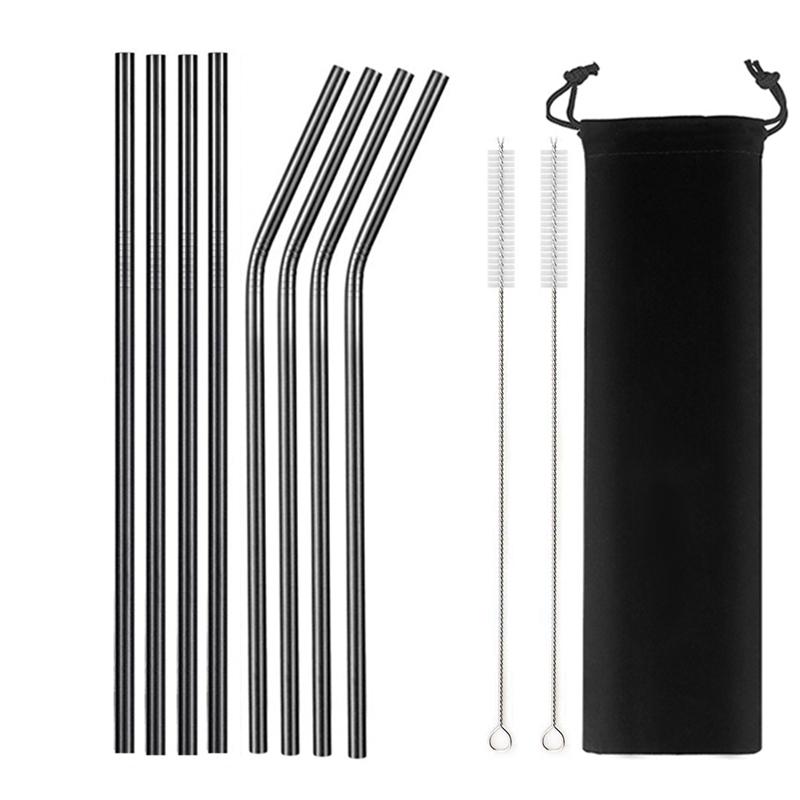 10 Colors Eco-Friendly Metal Drinking Straw 304 Stainless Steel Straws Set Reusable Colorful Bar Party Drinkware Straw Accessory
