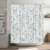 White Floral Shower Curtain With Blue Berries Bathroom Decor Waterproof Fabric Removable For Home Decoration Light Green Small S
