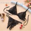Sexy underwear small three points, sexy three points, female transparent lace bra underwear temptation split set