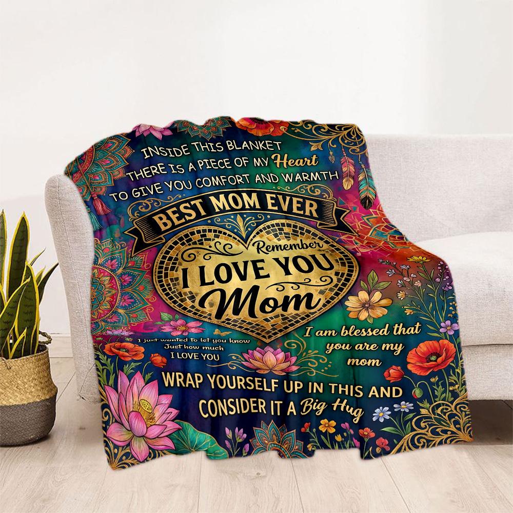 Heartfelt Mom's Gift Flannel Blanket-Soft and Suitable for Sofas,Beds,Offices,Travel,All Seasons,Great Gift for Holidays and Birthdays.