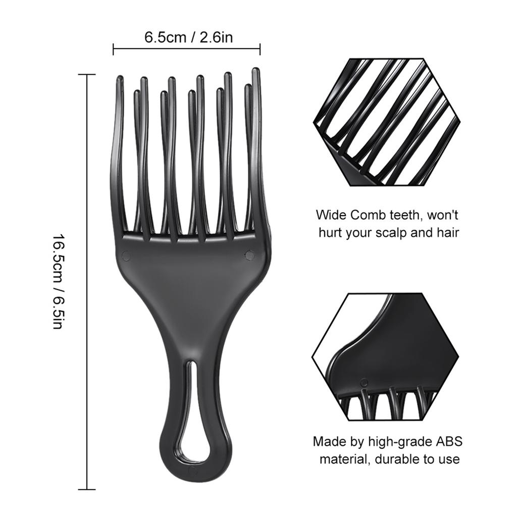 1Pc Hair Comb Insert Afro Hair Pick Comb Hair Fork Comb Plastic High & Low Gear Comb Hairdressing Styling Tool Black