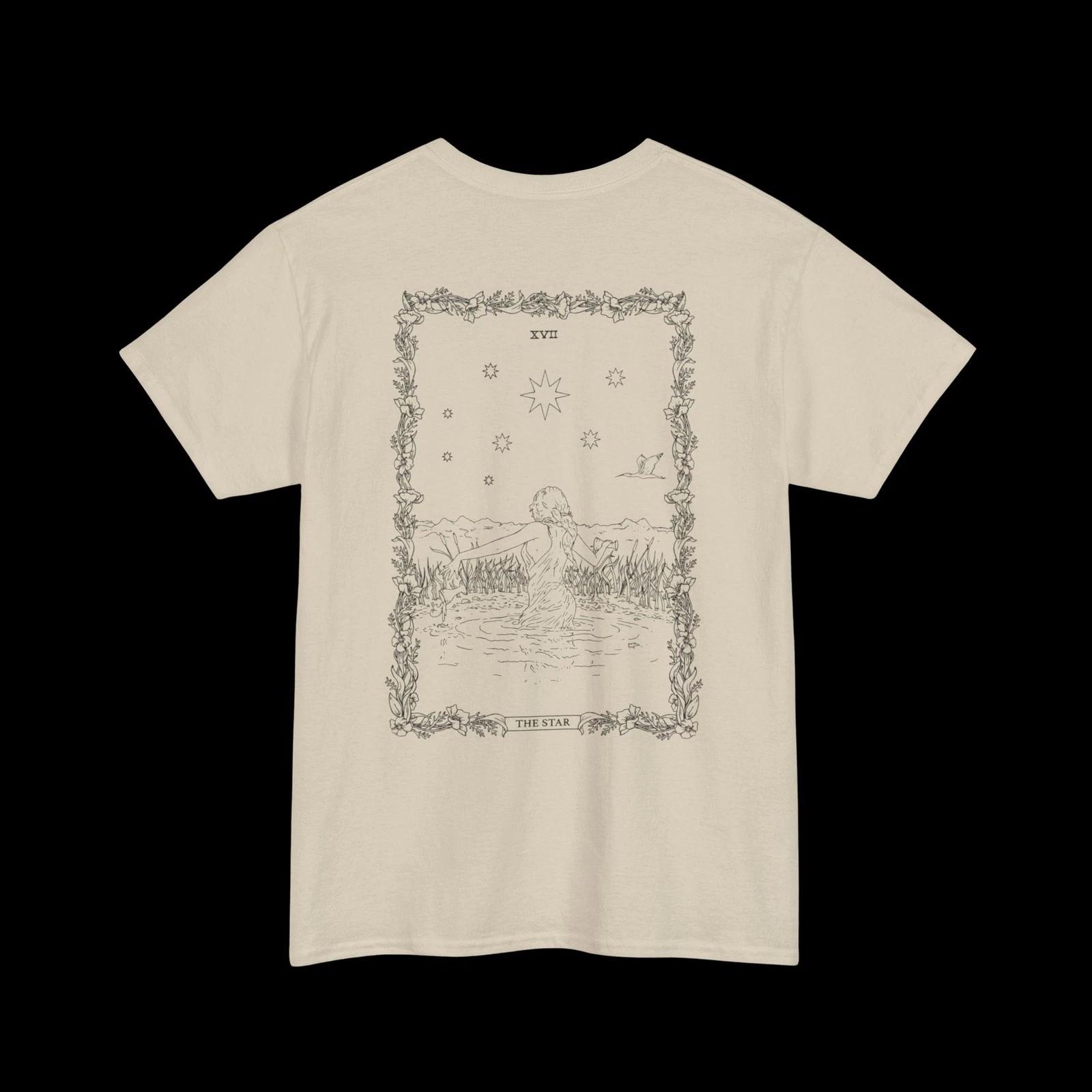

The Star Tarot Illustration Tee | Unisex, Back Print, 100% cotton S
