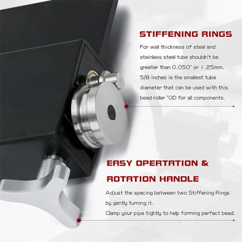 Qiilu Tube Pipe Beader Tool, Intercooler Pipe Bead Form Roller Machine, Steel Tube Pipe Beading Tool for 5/8" and Larger Pipes
