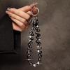Y2K Pink Ribbon Bowknot Pearls Bag Pendant Charm Keychain Elegant Beaded Keyring Sweet Key Chains Phone Key Bag Hangings