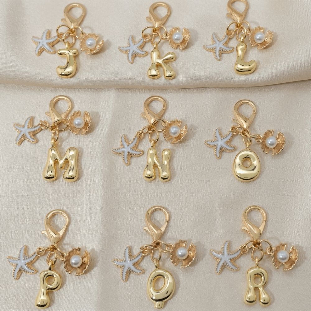 Golden 26 Letters Keychain Retro Backpack Pendant Unisex Bag Charm Friends