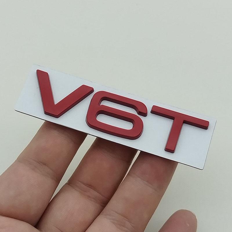 3D Metal Car Fender Badge V6T V8T Logo Decal Emblem Sticker for Audi A3 A4 A6 Q3 Q5 S4 S5 TT Auto Decoration Accessories
