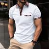 Men's Casual Polo Shirt with Striped Buttons T-shirt