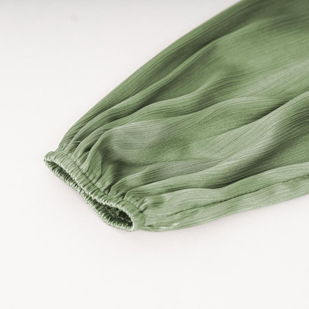 Damska jesienno-zimowa kwadratowy dekolt bufiaste rękawy jadalne drzewo grzyb jednokolorowa koszula bluzki temperament dojazdowy krawat top