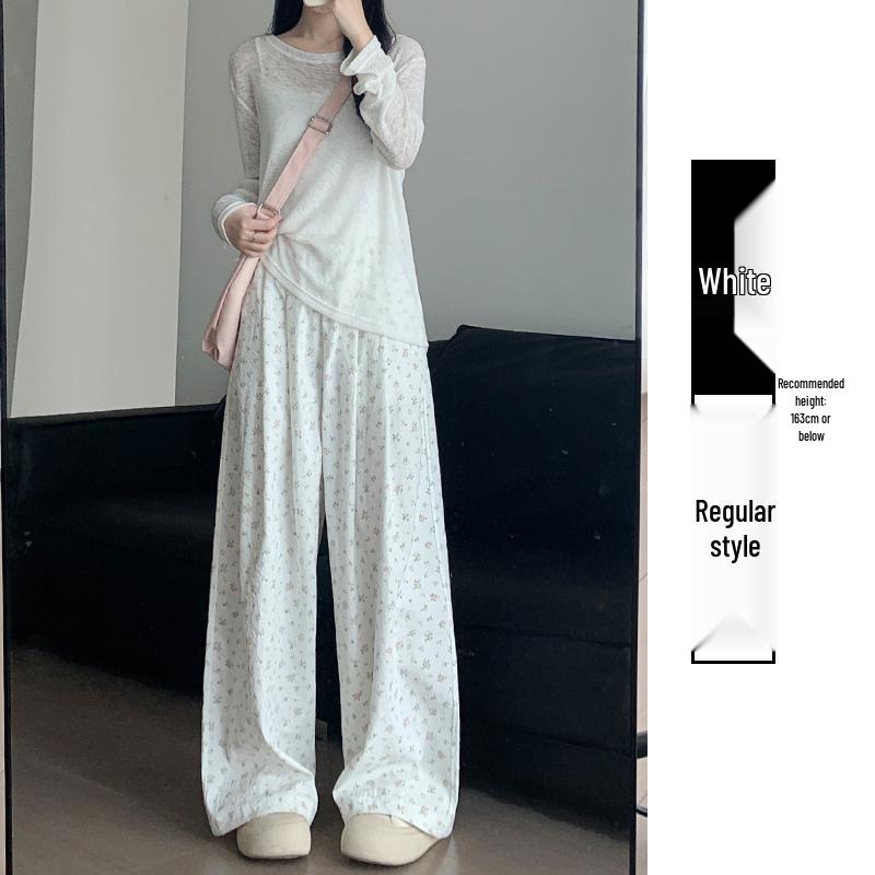 Women's Floral Yamamoto High-Waist Loose White Pants, Autumn 2025 Collection - Relaxed Narrow & Wide Leg.