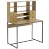 Computer Desk, 4 Drawers, 105 x 60 cm, Open Shelves, Natural Wood