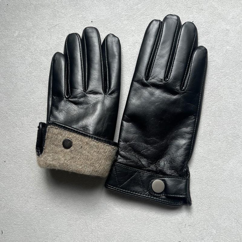 Unisex Goatskin Leather Gloves Wool Lined Touchscreen Winter Warm Motorcycle