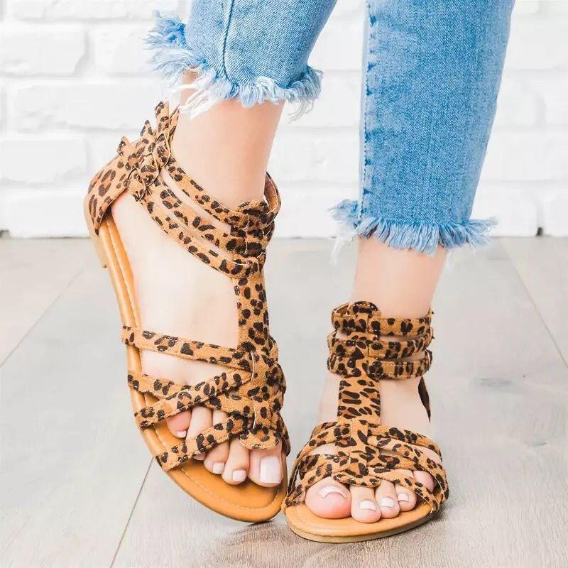 Summer New Floral Flat Sandals Women's Buckle Beach Sandals Hollow Open-toed Women's Shoes