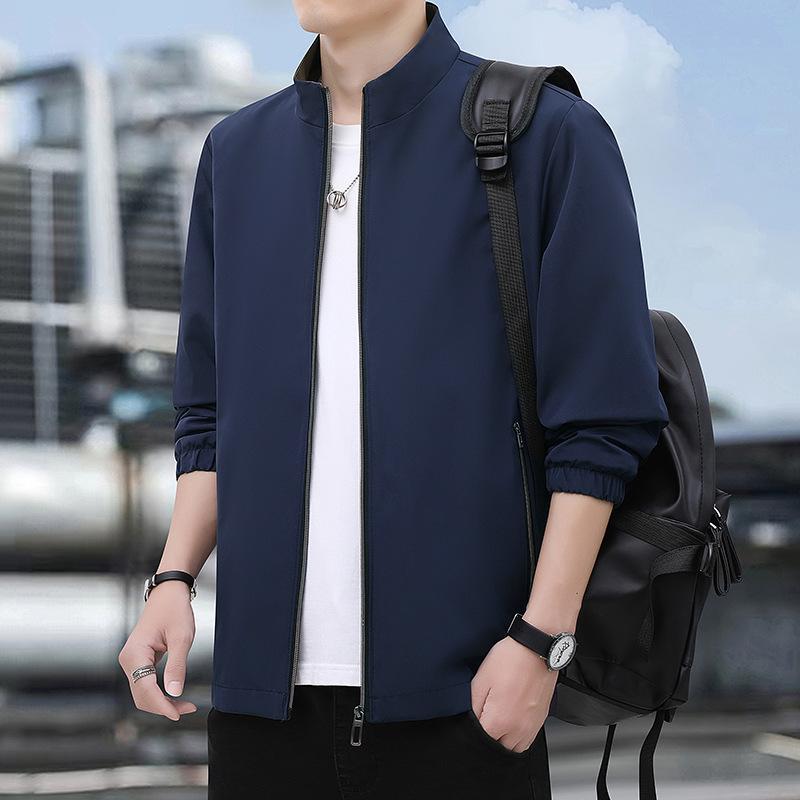 New Spring and Autumn Large Size Men's Casual Jacket Stand-Up Collar Business Dad Wear Fattened and Large Casual Jacket
