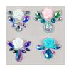 Festival Party Body Art Temporary Tattoo Sticker Set Rhinestone Face Gem & Rainbow Flower Jewels Adhesive for Body Decorations