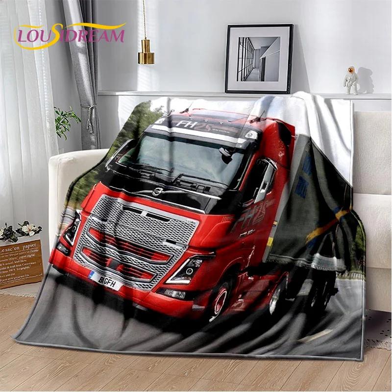 Volvo Truck Lorry 3D Printing Soft Flannel Blanket for Beds Bedroom Sofa Picnic,Throw Blanket for Cover Outdoor Leisure Nap Gift