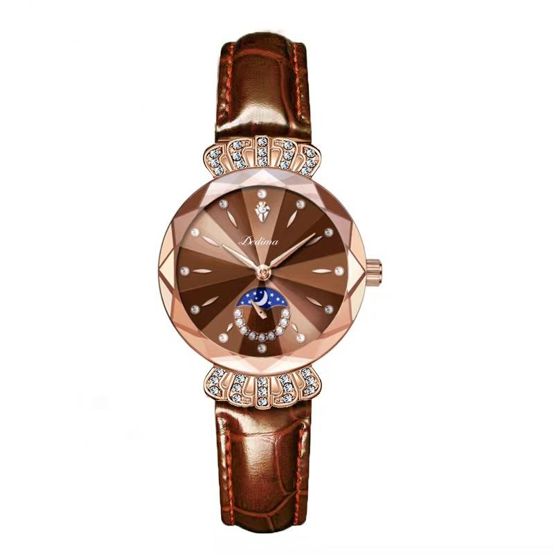 Top Brand New Women's Diamond-encrusted Waterproof Steel Band Watch Business Casual Light Luxury Butterfly Buckle Women's Watch