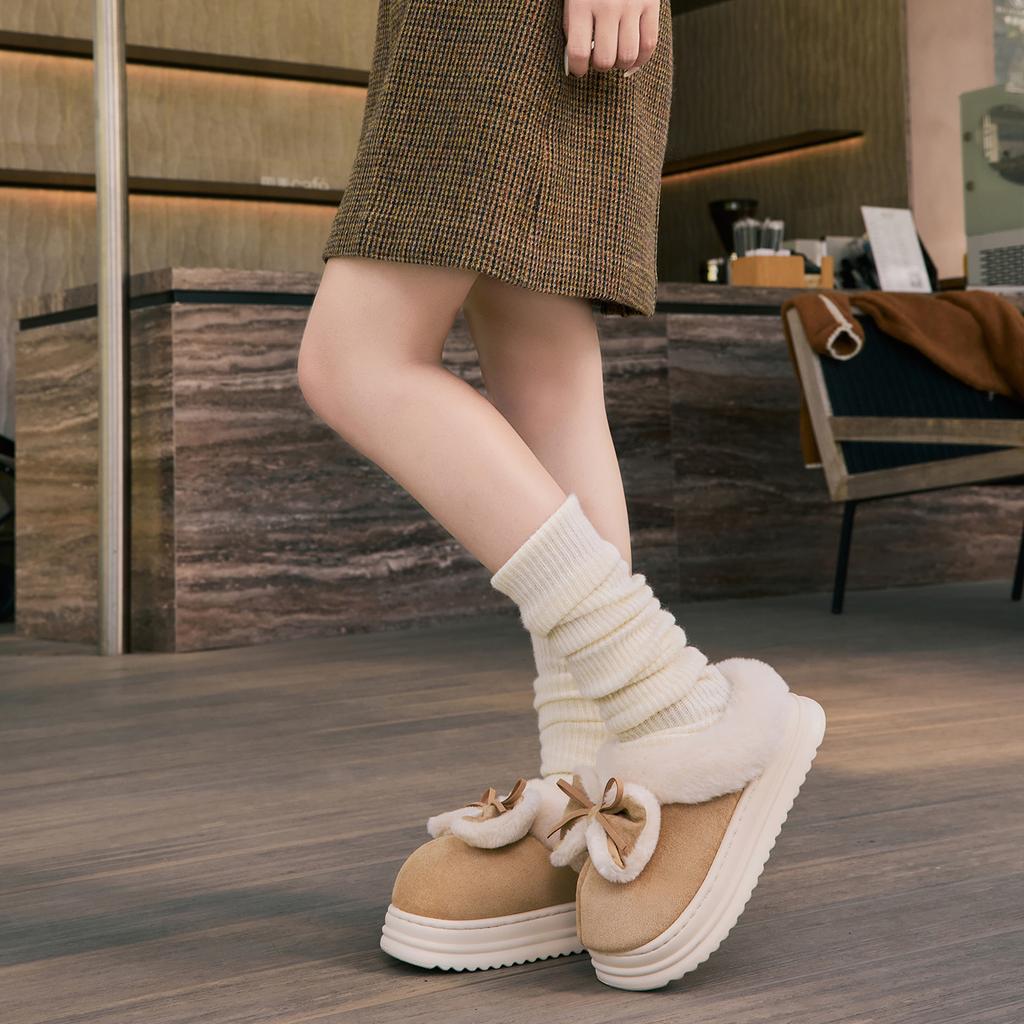 Winter Women Cotton Slippers Plush Warm Thick Bottom Slides Breathable Soft Non-slip Slippers