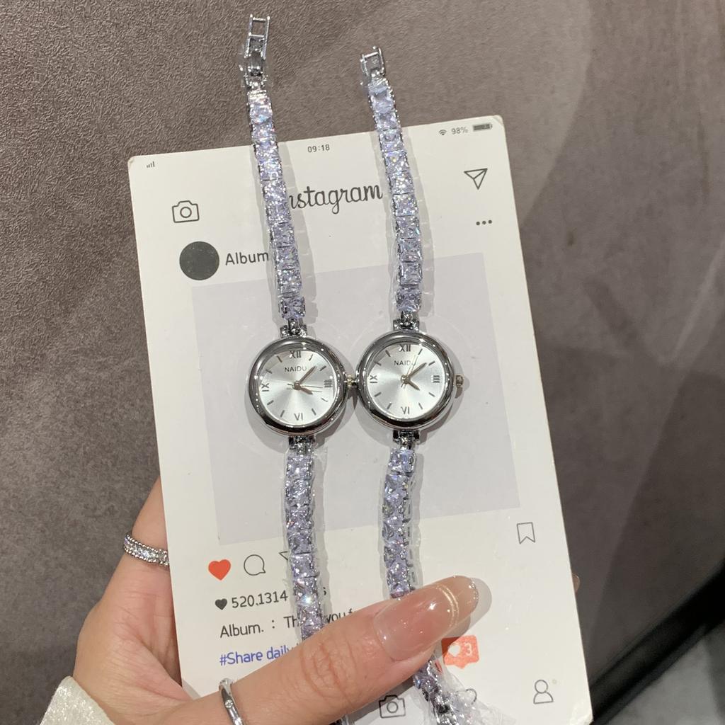 Rhinestone Bracelet Watch Round Women'S Chain List Versatile Small Fresh Women'S Watch Fashion Trend Gold Watch Medieval