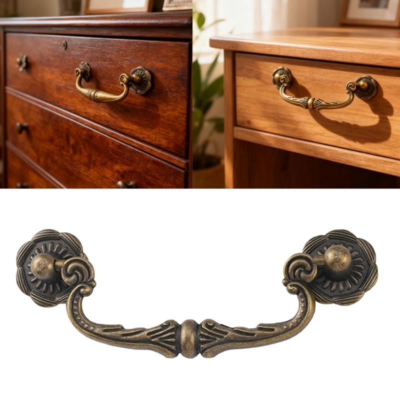 Comfortable Hold bronze Furniture Pulls 86mm Hole Center Traditional Designs Easy to Use Suitable Living Room Bedroom