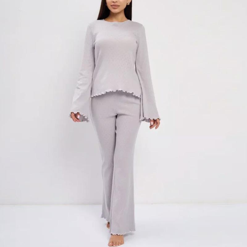 Europe, America, exquisite pajama set, knitted long-sleeved trousers, two-piece loungewear