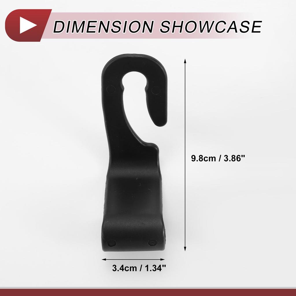 HEROFFIX Handbag and Grocery Bag Hooks of for Wallets and Sturdy Car Seat Headrest Black (Set 2) Bags, Hooks, PP, 9.8x3.4cm