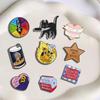 Colorful Rotating Black Cat Star Brooch Badge
