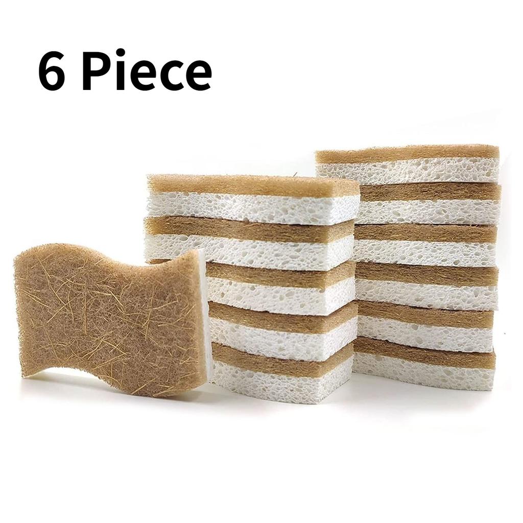 Natural Kitchen Sponges - Biodegradable, Compostable, Sustainable Wood Cellulose & Coconut Fiber Sponge for Dishes,Quick Drying