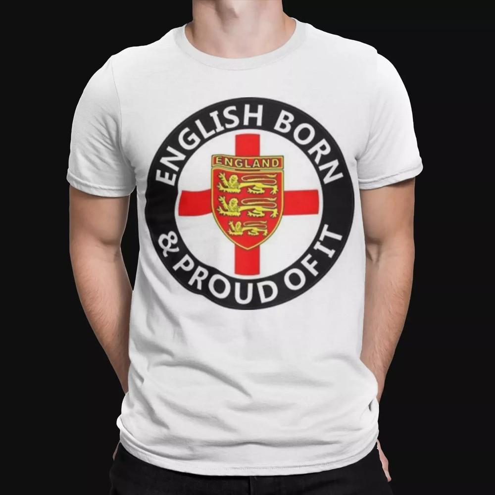 English Born T-shirt  Proud of it St Georges Day Flag Retro Printed TEE Crest Unisex T-Shirt M