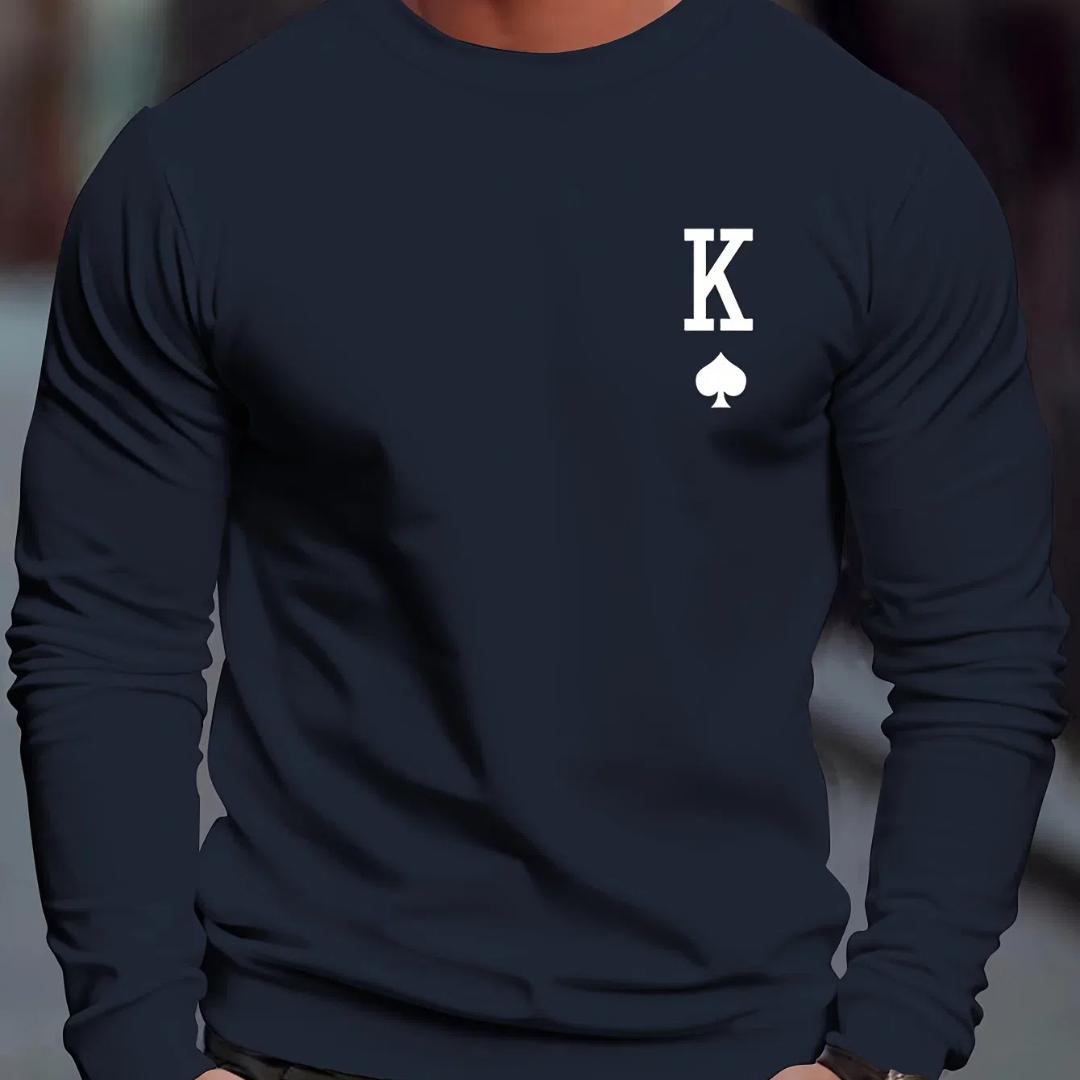 

Популярная мужская повседневная однотонная рубашка с длинным рукавом и уникальным принтом Spade K, осенняя футболка, топы, мужская уличная спортивная одежда для гольфа 6XL