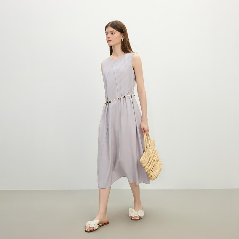 Wednesday Delight Wd_Pleated Linen Sleeveless Dress_2Color
