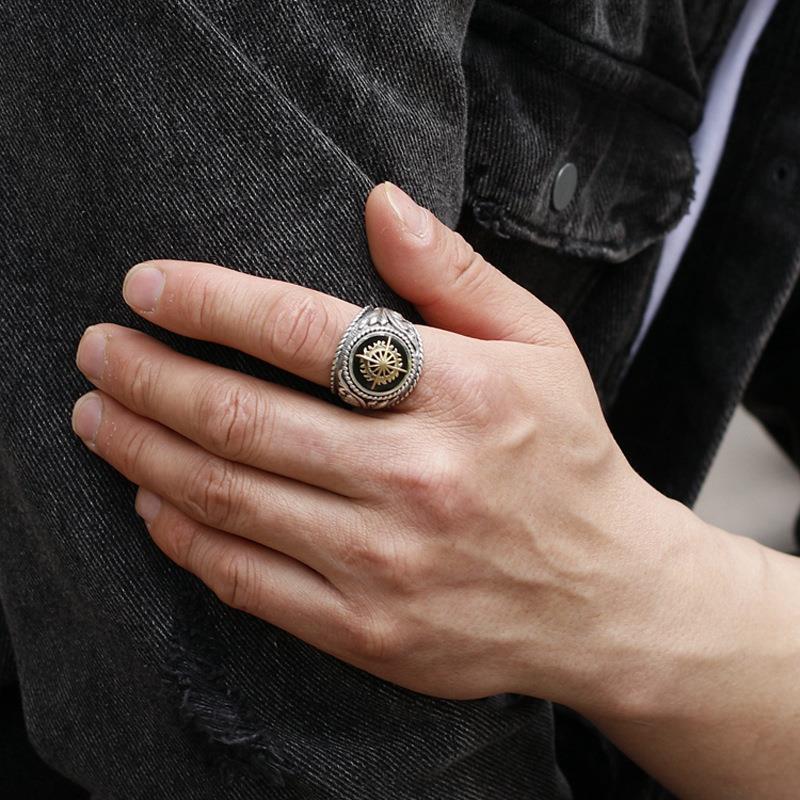 Men's Hip-hop Retro Light European Food Ring Single Trendy Ring Domineering