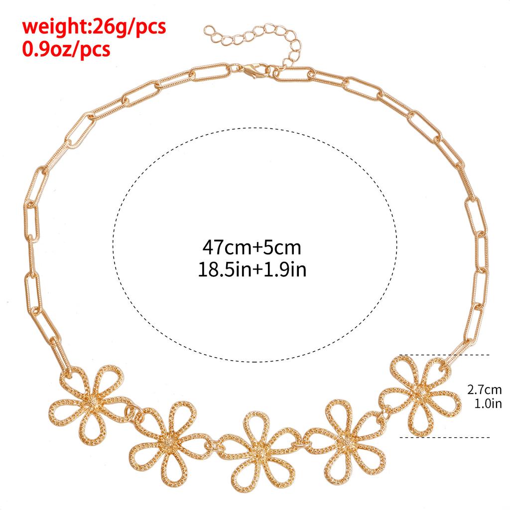 Accessories Retro Hollow Flower Chain Ethnic Style Necklace Girl Temperament Advanced Sense Bracelet