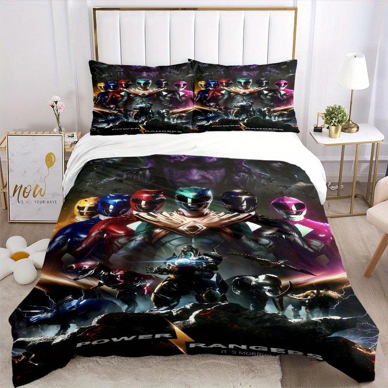 3pcs Power Rangers Themed Design Quilt Set - Soft and Comfortable Bedroom, Guest Room and Dorm Decor Bedding Set 1 Quilt Cover + 2 Pillowcases.F063