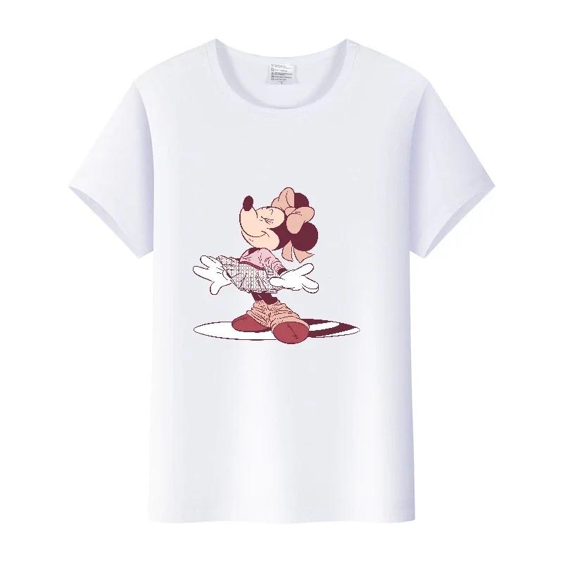 Fashion Summer Blouses T-shirt White 2000s Tees Cartoon Minnie Tshirt Mickey Mouse Tops Graphic Clothes Unisex