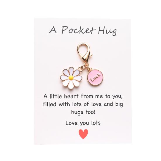 Cheie de buzunar cu floare norocoasă, breloc inspirat cu fluture/albine/buburuză, breloc floare cu card, cadouri pentru femei, prietene, colege