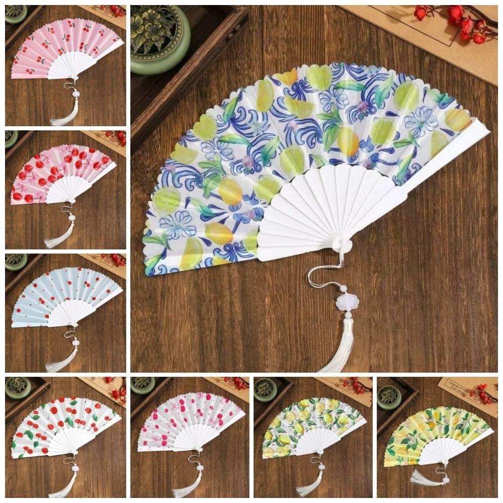 Ventilateur à main pliable motif fruits Design cerise Ventilateur rafraîchissant Ventilateur à main décoratif Utilisation estivale