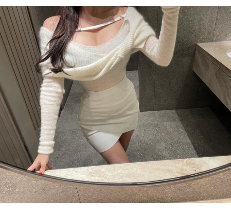 Korean Dongdaemun Elegant High-waisted Pleated Irregular Skirt for Women
