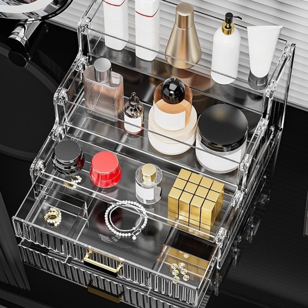 Space Save Jewelry Cosmetic Storage Tray with A Drawer Nail Polish Perfume Stand Holder Home Use