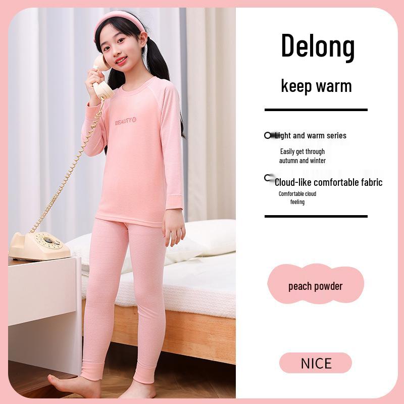 Kids' Raglan Color Block Long Sleeve Pajama Set - Autumn/Winter Warm Underwear for Boys & Girls