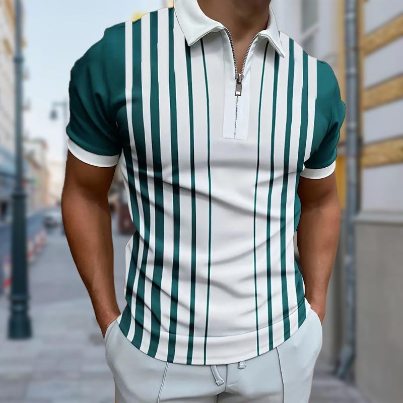 

Мужская рубашка поло повседневная на молнии с коротким рукавом модная повседневная на молнии лето весна стандартный крой вертикальные полосы сращивание 3D принт рубашка 8XL фиолетовый