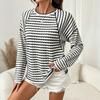 Maglione da Donna Girocollo a Righe Manica Lunga Manica Raglan Casual Leggero Lavorato a Maglia per l'Uso Quotidiano