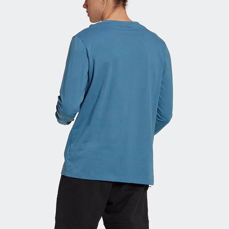 Adidas Originals Trefoil Logo Print Crew Neck Long Sleeve T-Shirt Men Tops Blue HM2488
