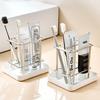 Simple Stainless Steel Toothbrush Holder with Tray Multi-functional Washbasin Storage Rack Drainage Storage Box Home