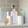 Bathroom Toiletries Set Container Hand Soap Dispenser Toothbrush Holder and Cotton Ball Box Bathroom Decor Apothecary Jars