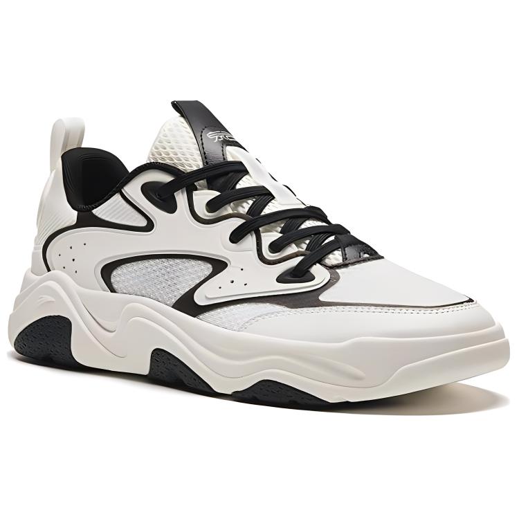 Anta Fashion Versatile Shock Absorbing Wear Resistant Low Top Casual Shoes Men Sneaker White Black 112428854-1