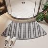 Arc-Shaped Chenille Bath Mat - Non-Slip Shower Door Mat, Ultra Absorbent & Soft, 3D Embossed Surface, Rubber Anti-Slip Bottom