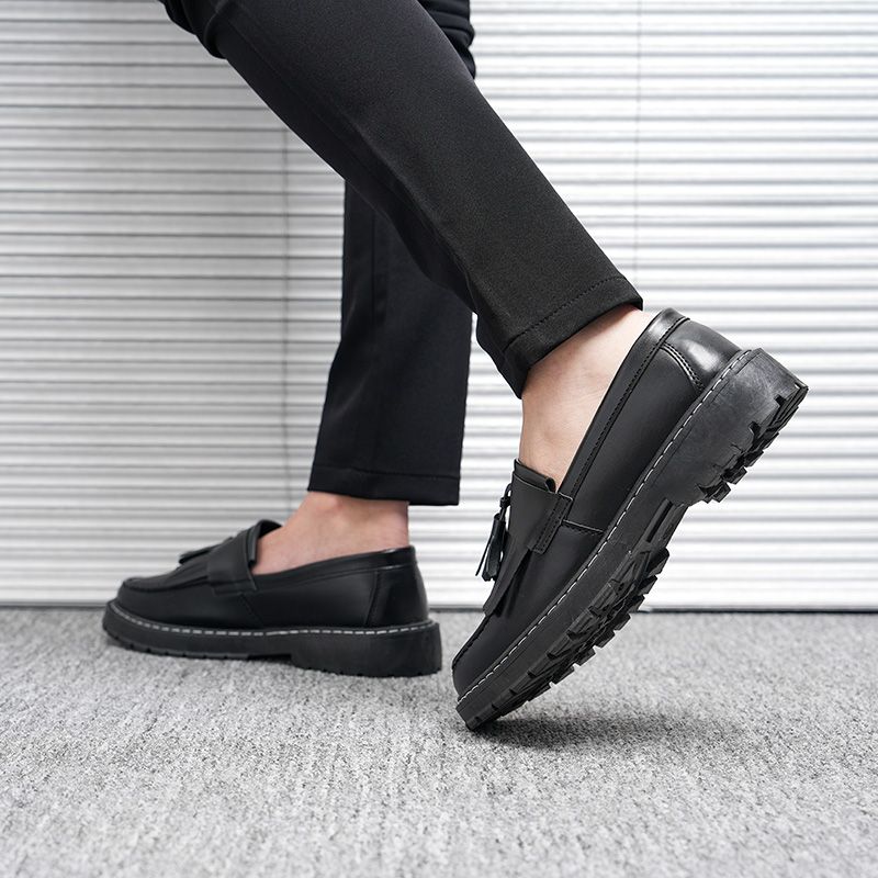 Pracovní Lehké Nazouvací Pánské Ležérní Boty s Třásněmi Klasické Originální Velikost 45 Elegantní Společenské Hovězí Kůže Retro Pánské Kožené Boty